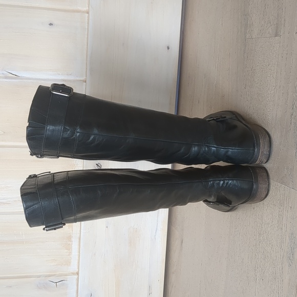 Paul Green Black Leather Knee High Boots 7.5 - Picture 6 of 10